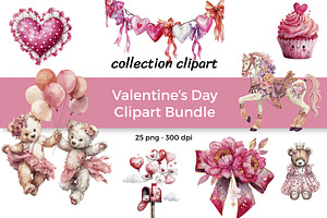Valentine’s Day Clipart Bundle, a Seasonal Illustration by InkyQueenArt