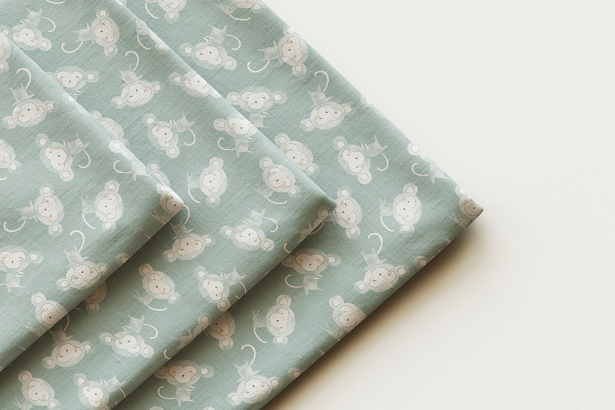 Cute Baby Monkey Seamless Pattern, a Pattern Graphic by StudioGlouna (Photo 10 of 10)