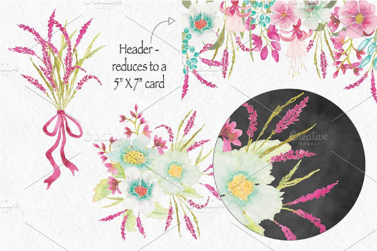 Pink Veronica Watercolor Clip Art, an Illustration by fashionaddict (Photo 7 of 8)