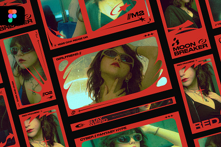 Red Y2K Frames, a Social Media Template by Pixflow