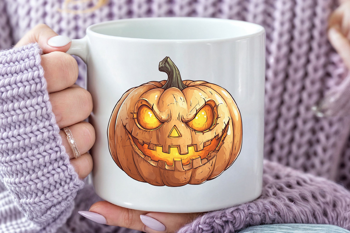 Pumpkin Face Funny Halloween Clipart, an Illustration by CraftArtStudio (Photo 5 of 6)