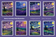 Starry Lavender Field Illustration, a Decorative Illustration by Housui Patterns (Thumbnail 3 of 12)
