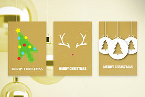 Golden Merry Christmas Postcards Set, a Print Template by McLittle Stock