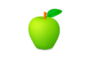 Render green apple 3d icon. Isolated, a Food Illustration by Valerie Bodnar
