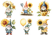 Adorable Gnomes with Flowers Clipart, an Illustration by SinaCreation (Thumbnail 4 of 5)