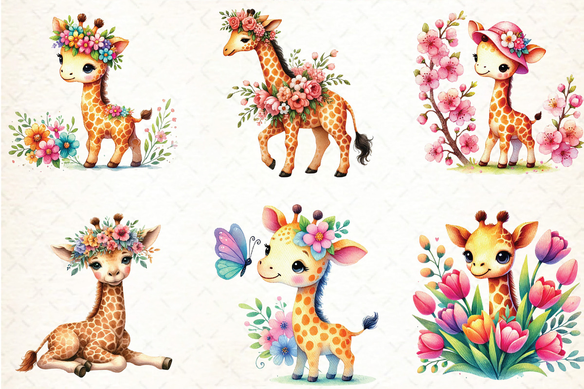 Giraffe Clipart, Spring Clipart Bund, an Illustration by DreamCafeArt (Photo 2 of 3)