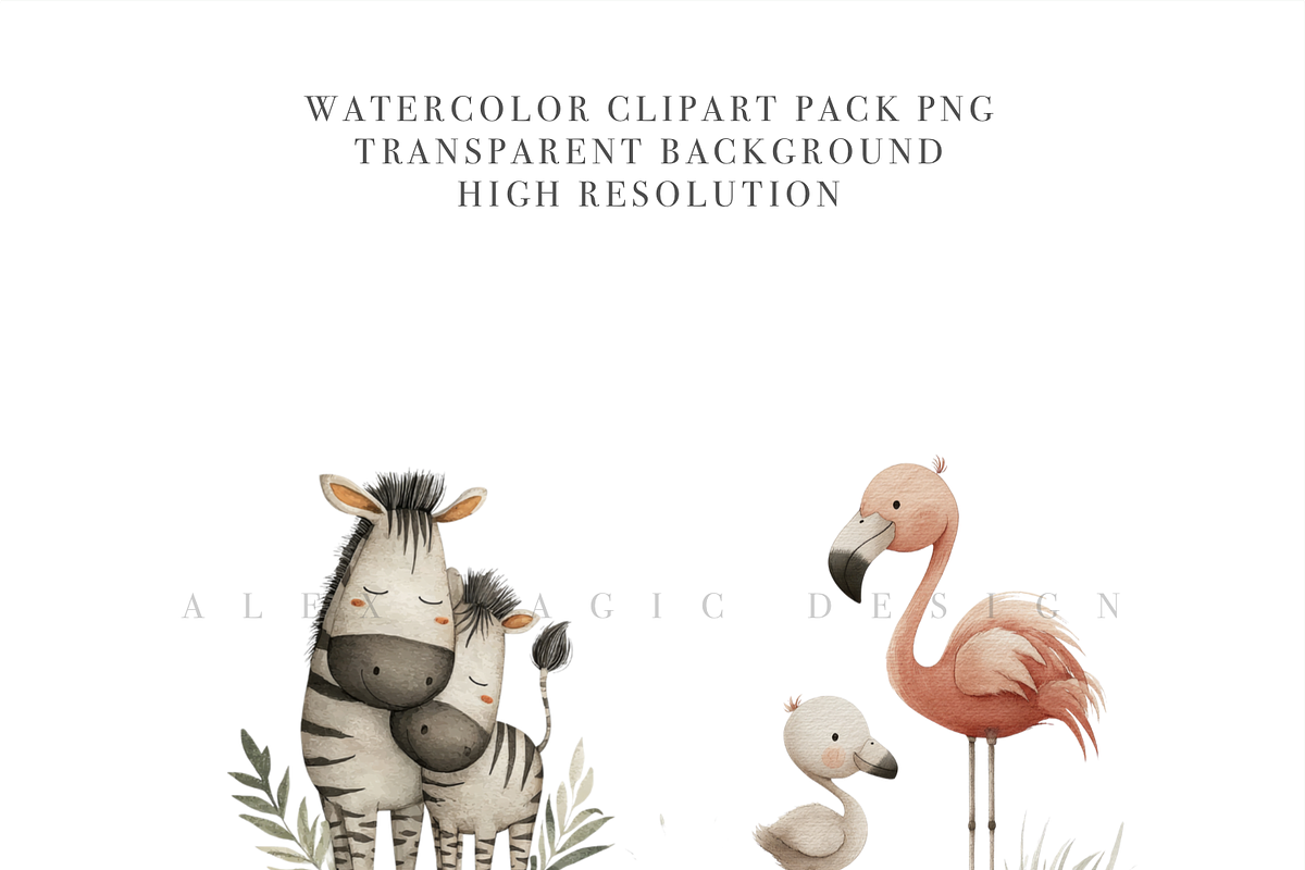 Mom and Baby Animal Clipart, a Decorative Illustration by Pati Charm Studio (Photo 5 of 8)