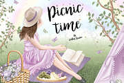Picnic clipart, spring illustration, a Food Illustration by Collart Studio (Thumbnail 1 of 8)