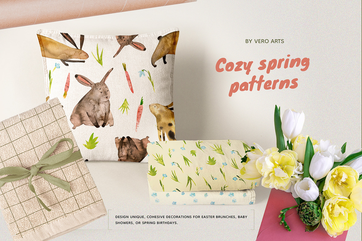 Spring Easter bunnies patterns, a Pattern Graphic by Vero Arts (Photo 6 of 10)