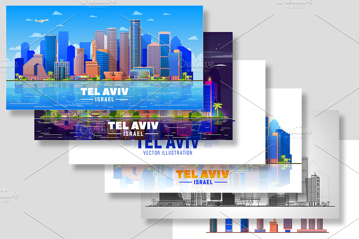 Tel Aviv Israel vector skyline, a Background Graphic by Sky and glass (Photo 1 of 7)
