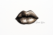 Black Elegant Lips Watercolor, an Object Illustration by New-School-Wave (Thumbnail 4 of 5)