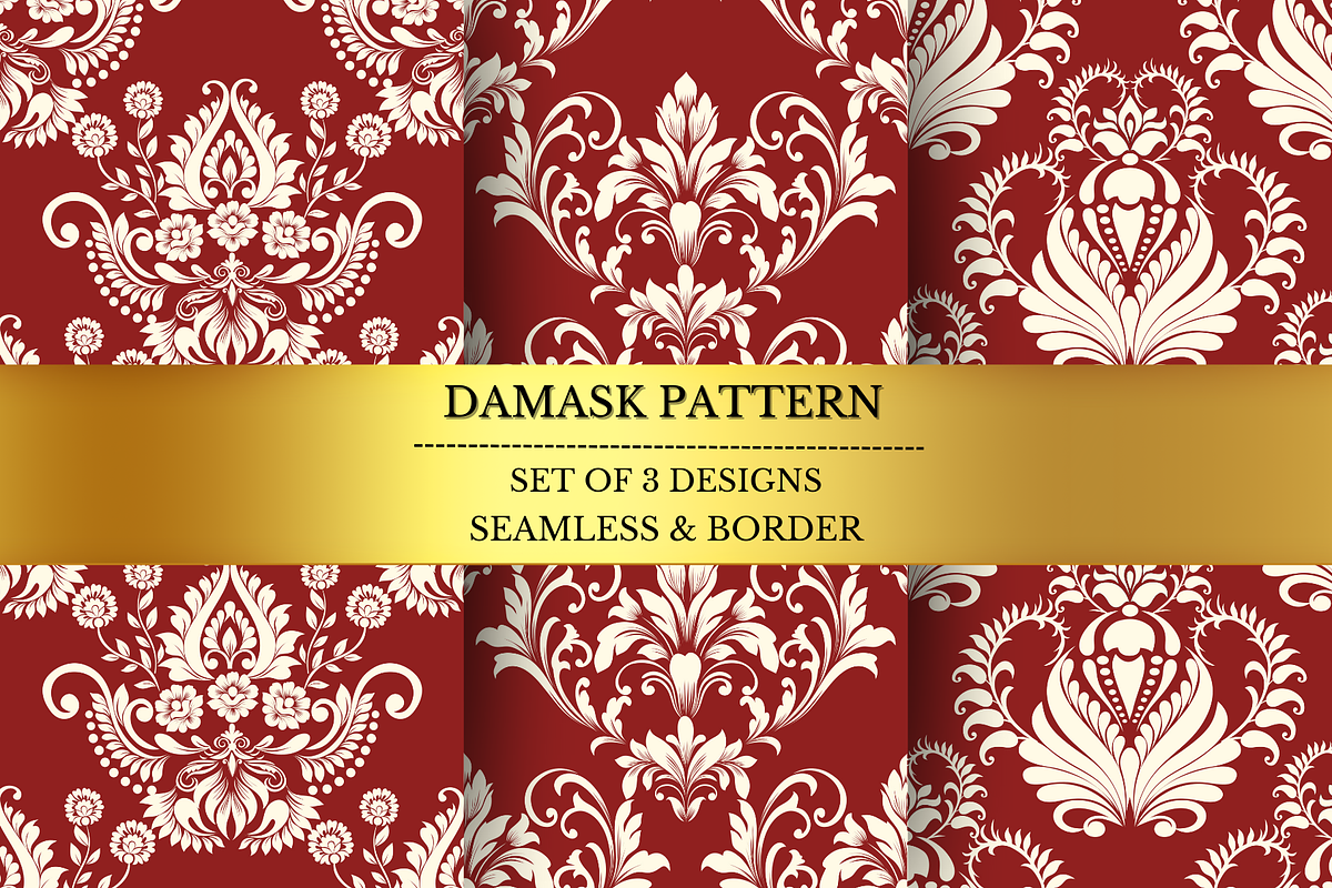 Floral Damask Pattern, a Pattern Graphic by wind mill (Photo 1 of 2)