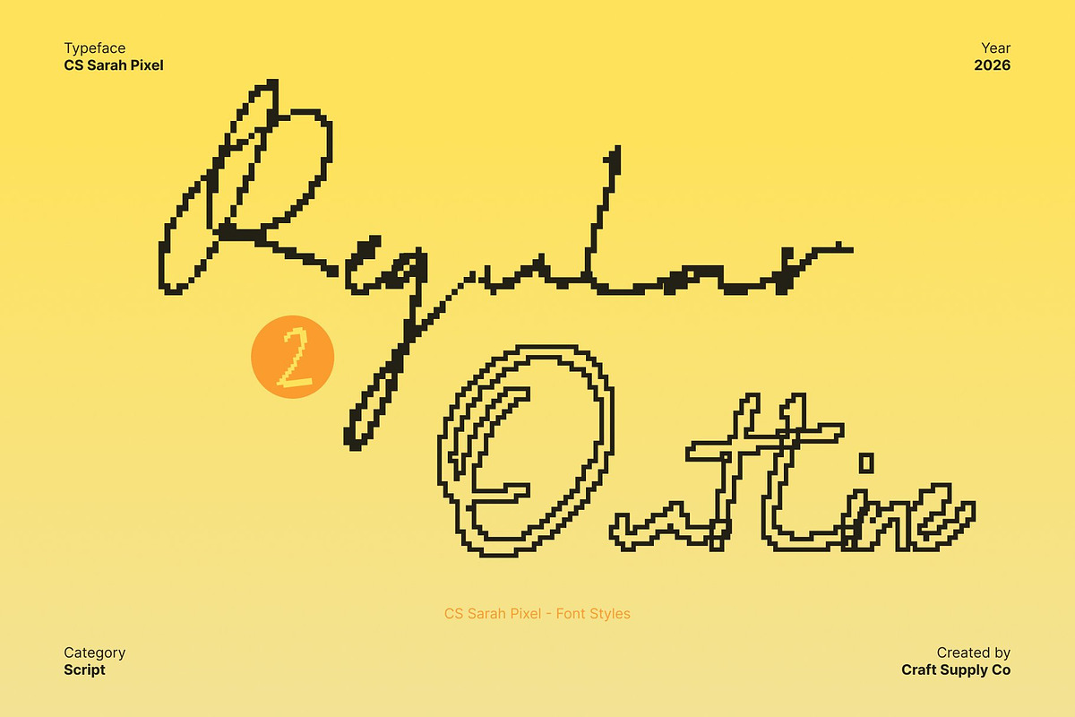 CS Sarah Pixel, a Script Font by Craft Supply Co. (Photo 4 of 8)