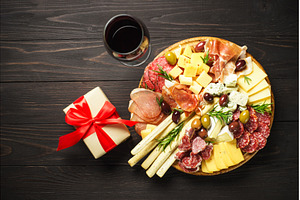 Antipasto platter with jamon, salami, a Food & Drink Photo by Nadia-nb
