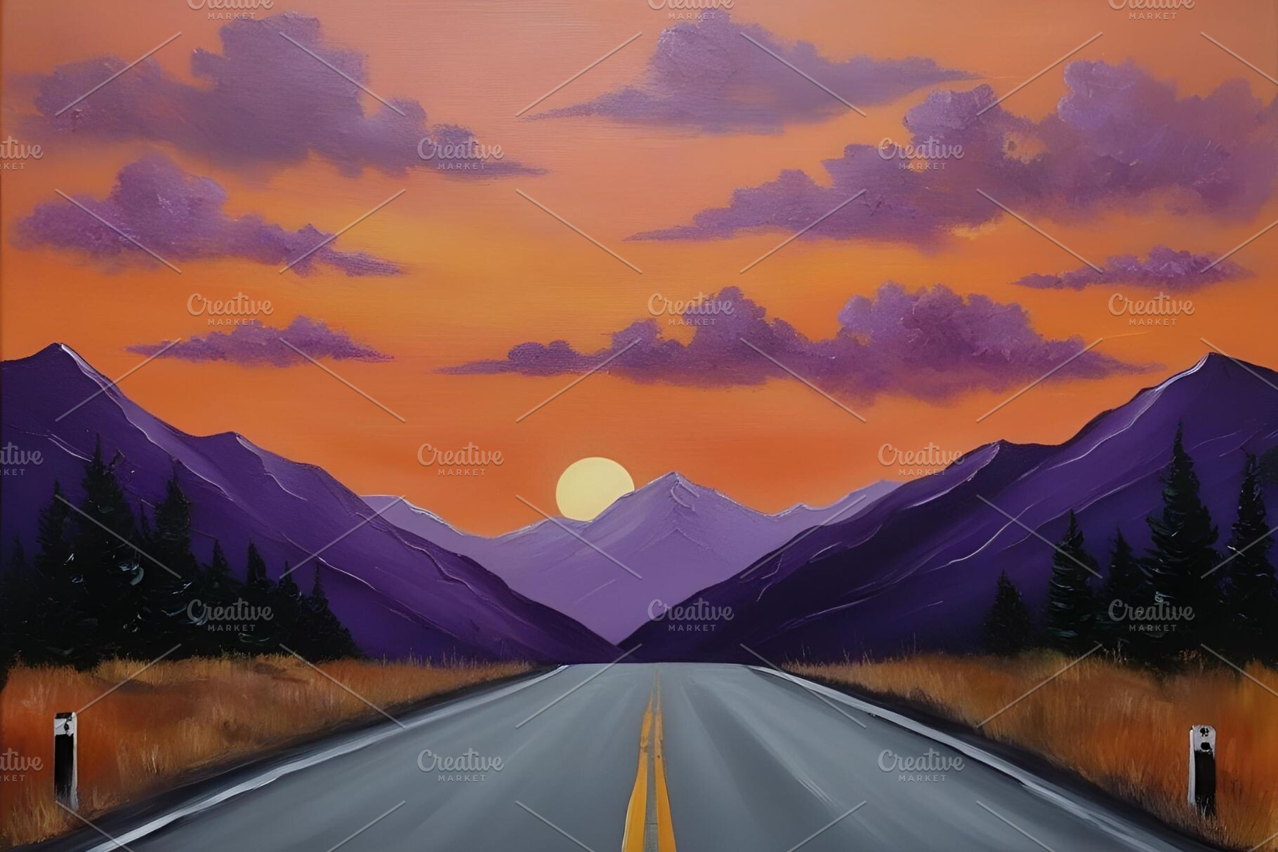 Empty road landscape stock image, a Nature Photo by ComfortQ