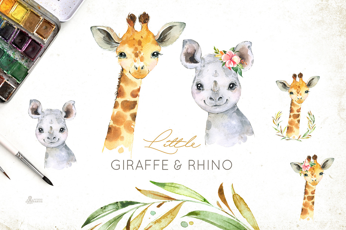 Africa. Little Watercolor Animals, an Animal Illustration by OctopusArtis (Photo 10 of 11)