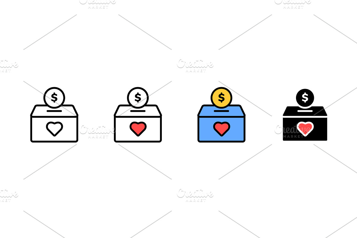 Donation box icons with simple, an Object Illustration by skripnikbb