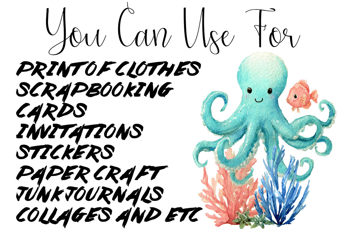 Sea Creature Clipart, an Illustration by DreamCafeArt (Photo 7 of 7)