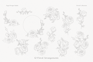 Vintage Floral Lineart Collection