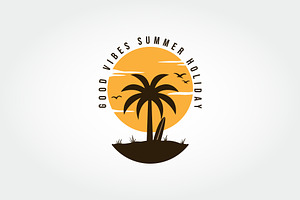 Vintage Tropical Silhouette Vector