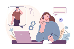Online support and consulting, a Person Illustration by Valerie Bodnar