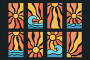 Sun rays and sea waves background, a Background Graphic by Elena Pimukova (Thumbnail 2 of 4)