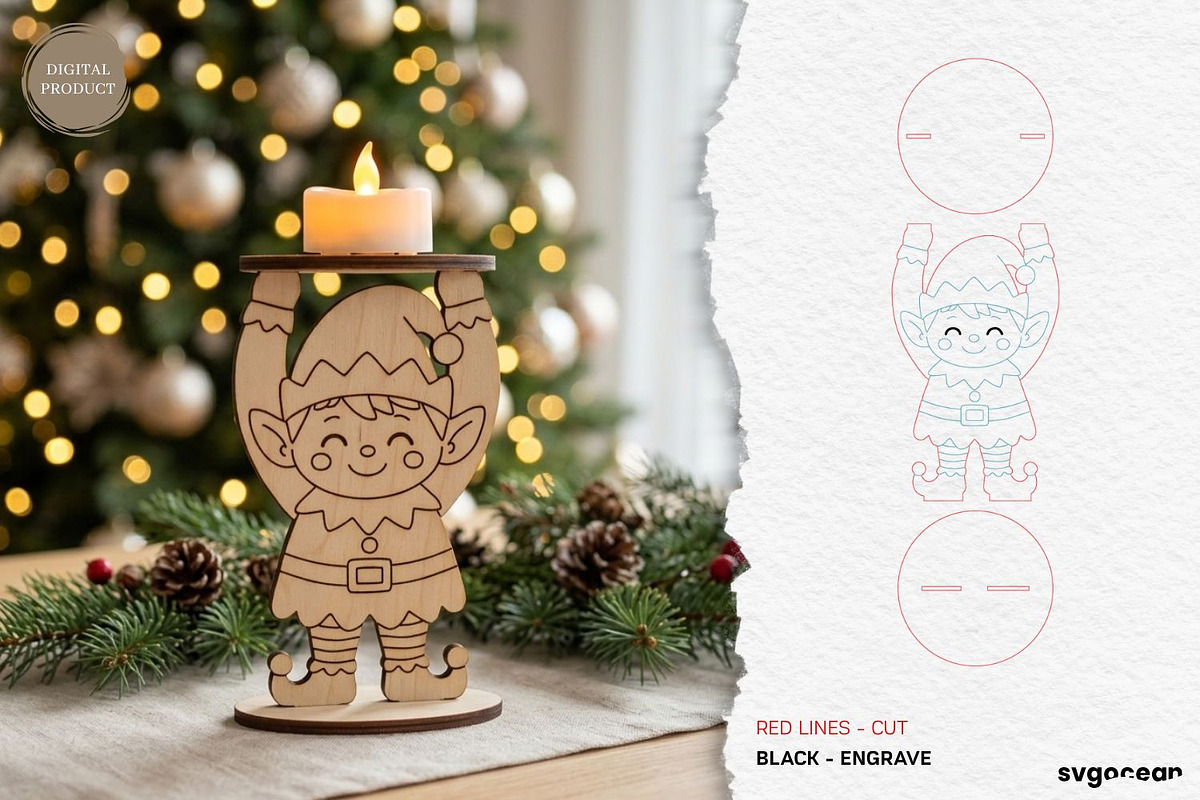 Christmas Character Candle Holders, a Decorative Illustration by svgocean (Photo 6 of 14)