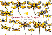 Summer Gingham Dragonfly Clipart, an Illustration by Designworld (Thumbnail 1 of 7)