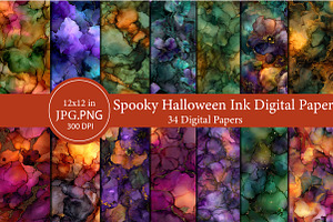 Spooky Halloween Ink Digital Paper, a Seasonal Illustration by Designworld