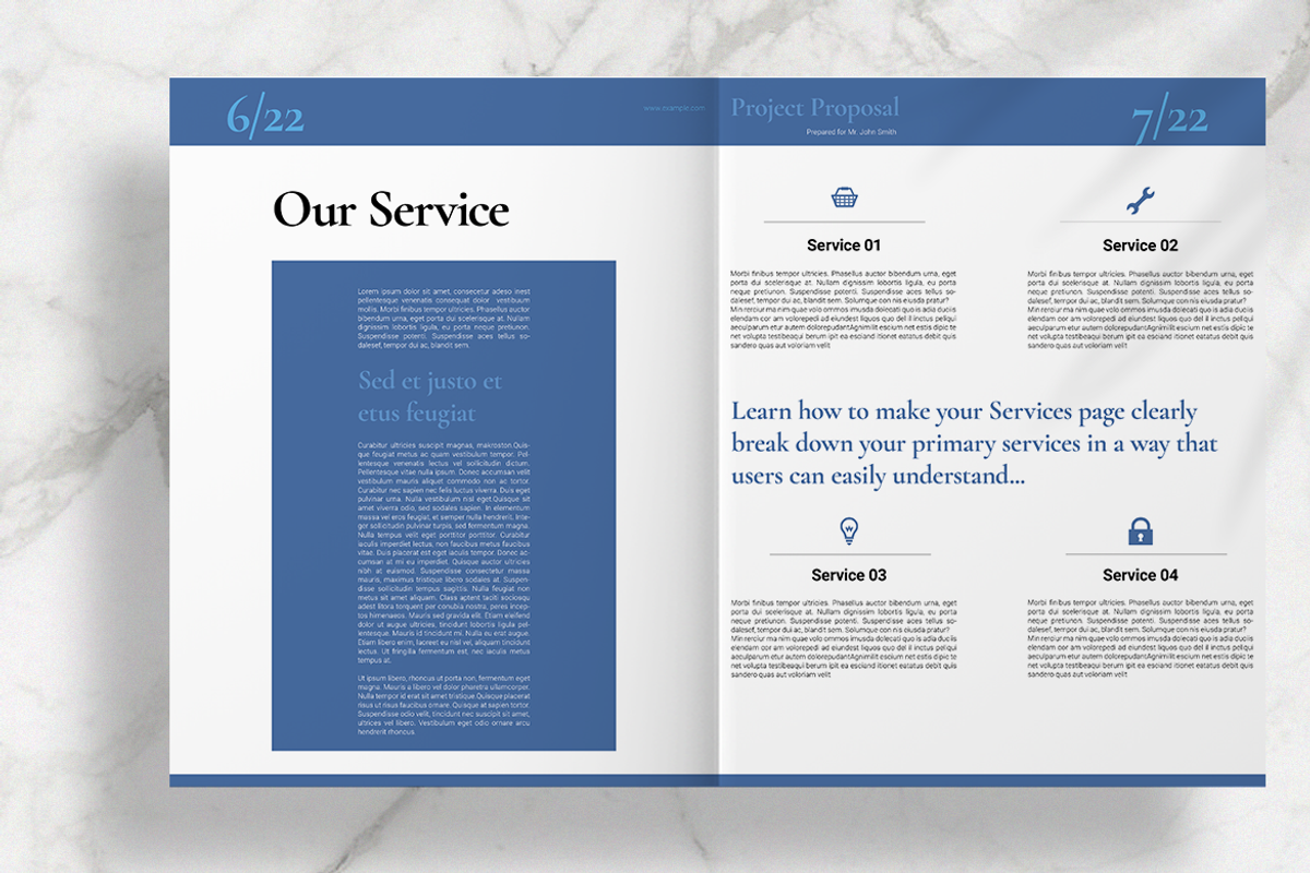 Blue Business Proposal Layout, a Brochure Template by Boris Cupac (Photo 5 of 13)
