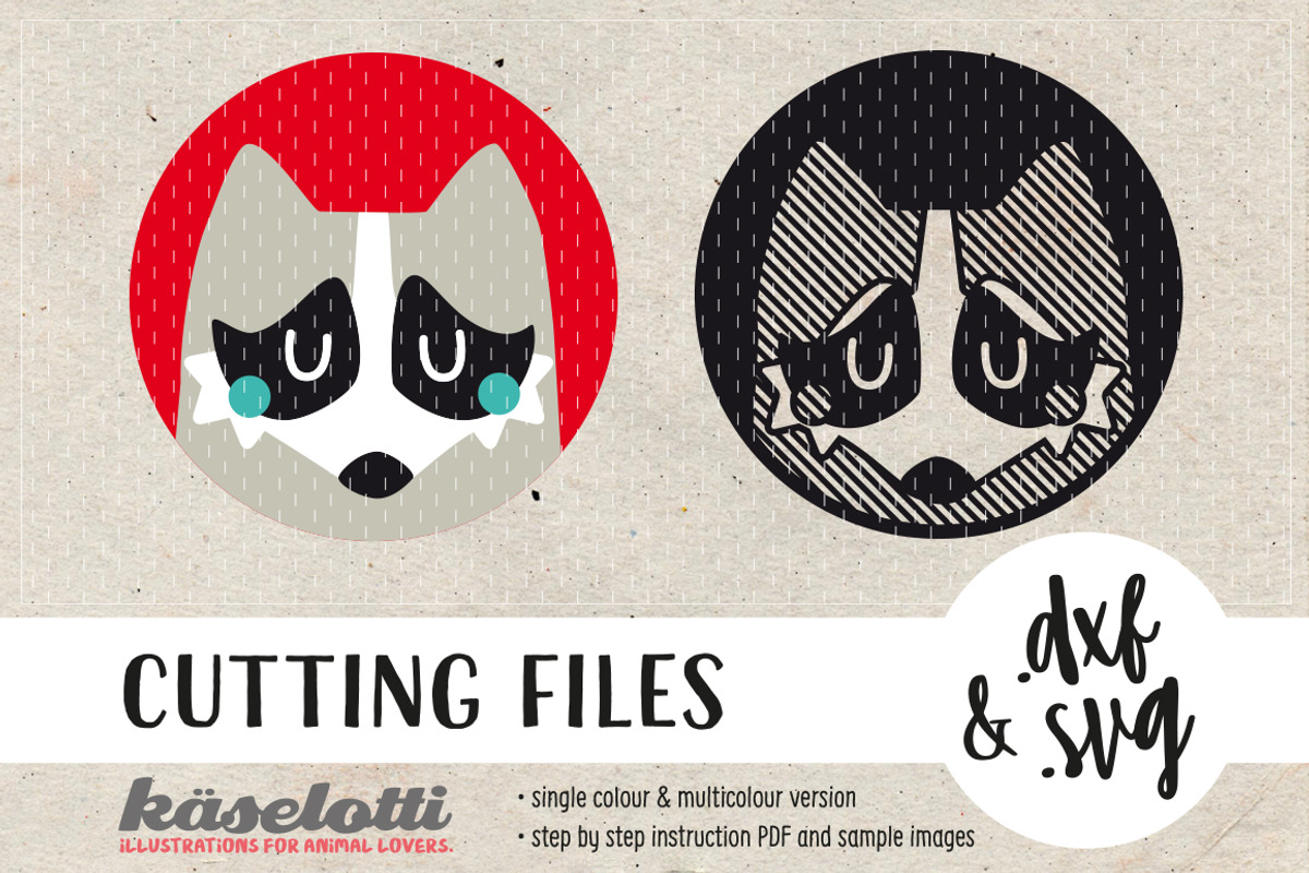 SVG DXF cut file portrait raccoon, an Illustration by kaeselotti (Photo 1 of 2)