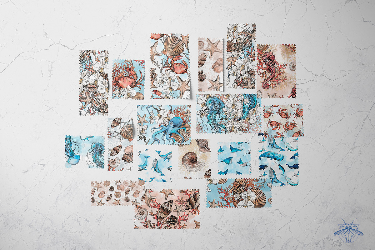 SERENITY | Watercolor ocean set, an Animal Illustration by Tanya Vollar (Photo 9 of 13)