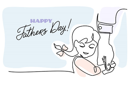 Child holds hand of father with love
