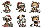 Whimsical Christmas Cat and Dog, an Illustration by CreationArt (Thumbnail 2 of 5)