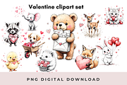 Valentine Animals Clipart Set PNG, an Animal Illustration by Anca Digital Vibe (Thumbnail 1 of 4)