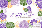 Purple Dahlia Clipart & Vectors, an Illustration by Amanda Ilkov (Thumbnail 1 of 4)