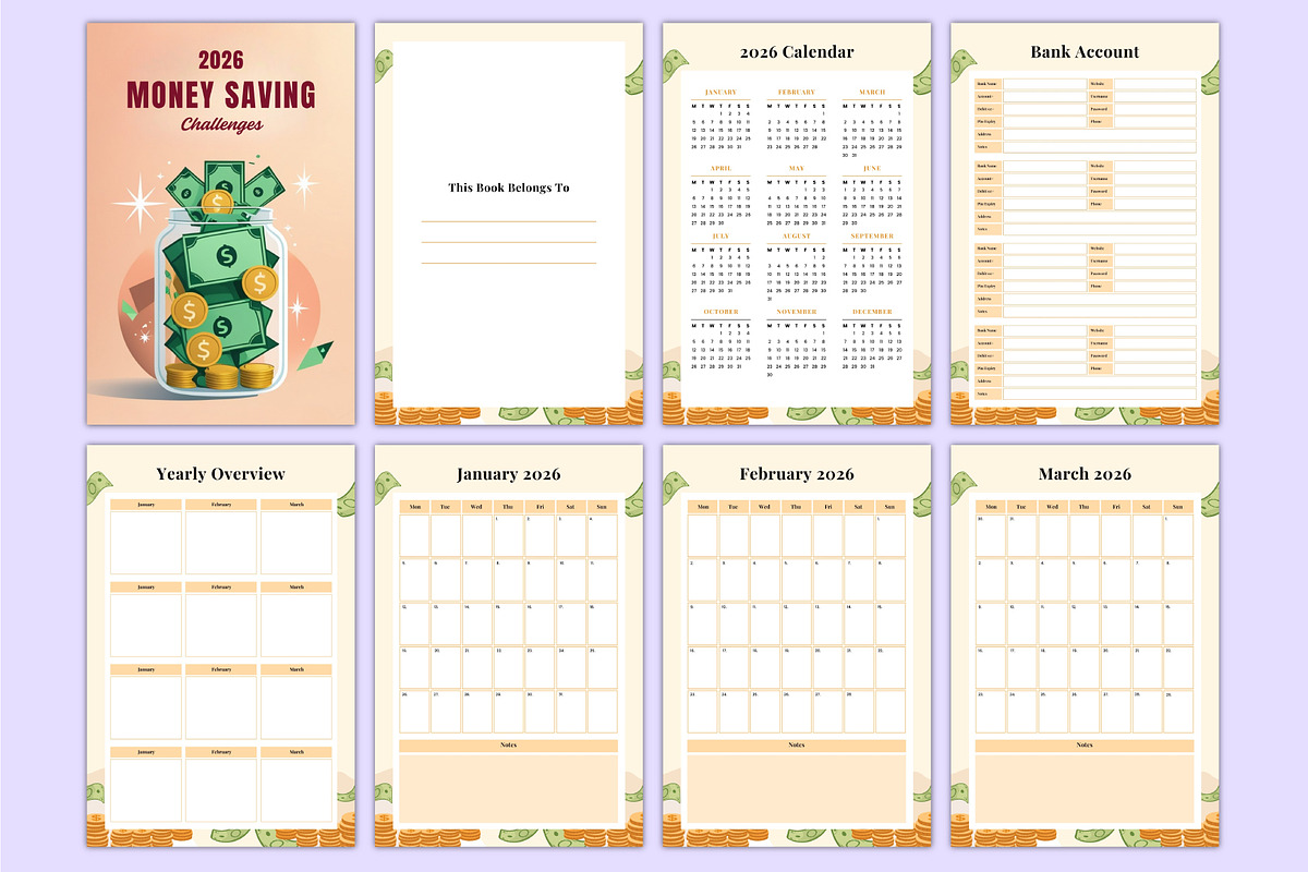 2026 Money Saving Challenges Book, a Stationery Template by Mustafiz (Photo 3 of 8)