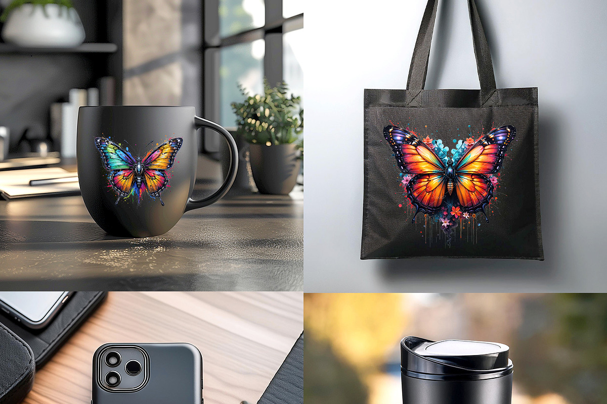 Butterfly illustrations with splash, an Animal Illustration by yod67 (Photo 10 of 10)