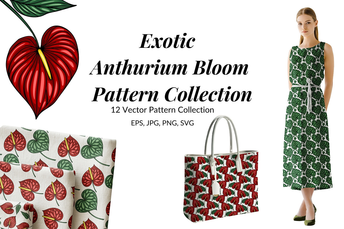 Exotic Anthurium Bloom Patterns, a Pattern Graphic by Elatedowl (Photo 1 of 13)