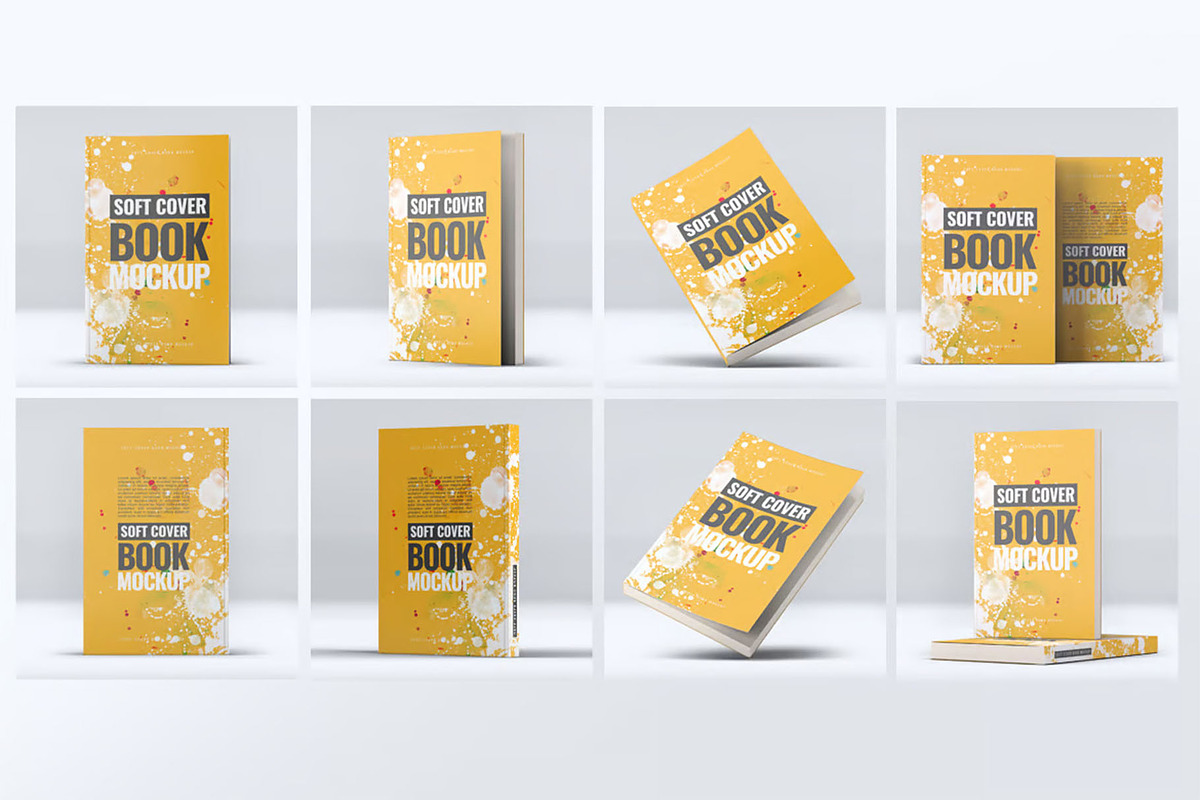 Soft Cover Book Mock-Up, an Advertising Mockup by DesignRushMarket (Photo 1 of 9)