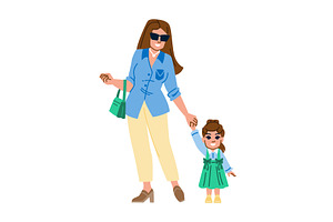 Mother and daughter holding hands, an Object Illustration by pikepicture