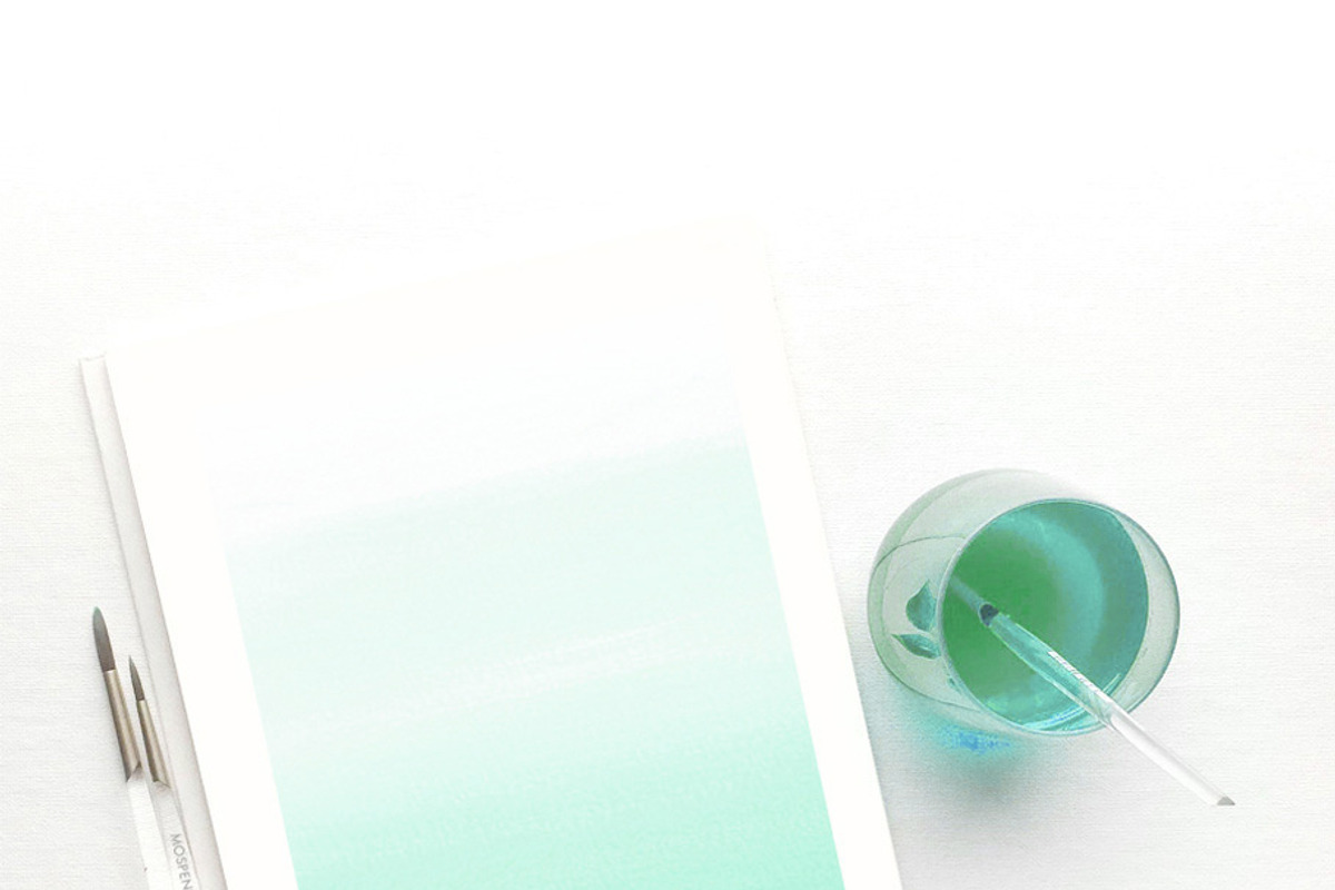Ombre Mint Green Watercolor Art, a Texture Graphic by MichelleMospens