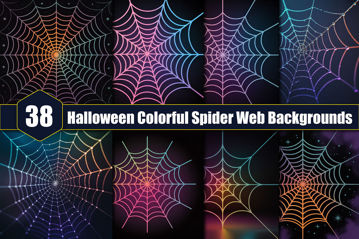 Halloween Colorful Spider Web Backgr, a Background Graphic by protabsorkar11 (Photo 1 of 4)