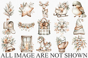 Watercolor Neutral Christmas Clipart, an Illustration by Canvas Craft (Thumbnail 3 of 6)