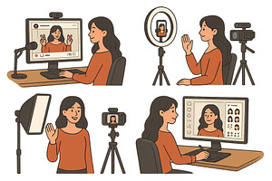 Woman engaging in video production, a Technology Illustration by ZinetroN
