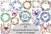 Spring Butterfly Border Clipart, an Illustration by CitraGraphics (Thumbnail 1 of 4)
