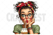 Whimsical Summer Coffee Girl Clipart, an Illustration by Craft Nest (Thumbnail 8 of 12)