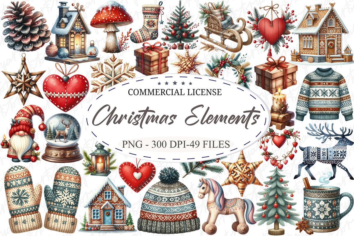 Nordic Christmas Elements Pack, an Illustration by designcity5 (Photo 1 of 5)