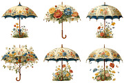 Floral Umbrella Clipart, an Illustration by CraftArtStudio (Thumbnail 2 of 6)