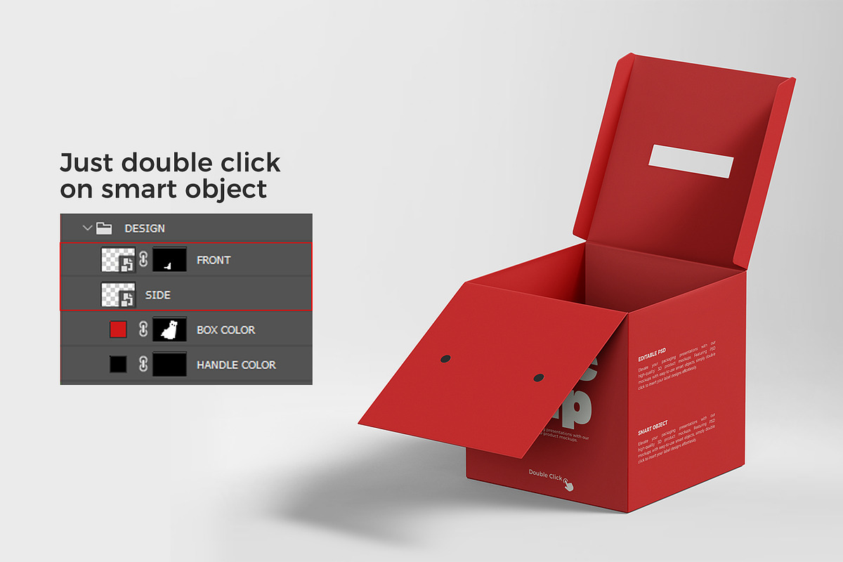 Cardboard Box Mockup with Handle, a Packaging Mockup by RamStudio2 (Photo 12 of 19)